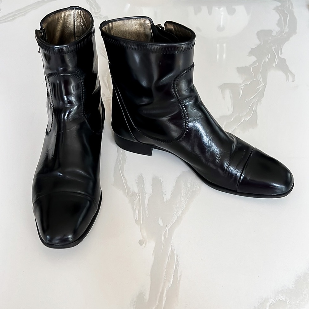 Lanvin Black Leather Chelsea Boots Womens Sz EU 39.5